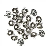 1020pcs antique silver pearl in shell conch charms pendants nautical jewelry making pendant diy dangle earrings 1515mm