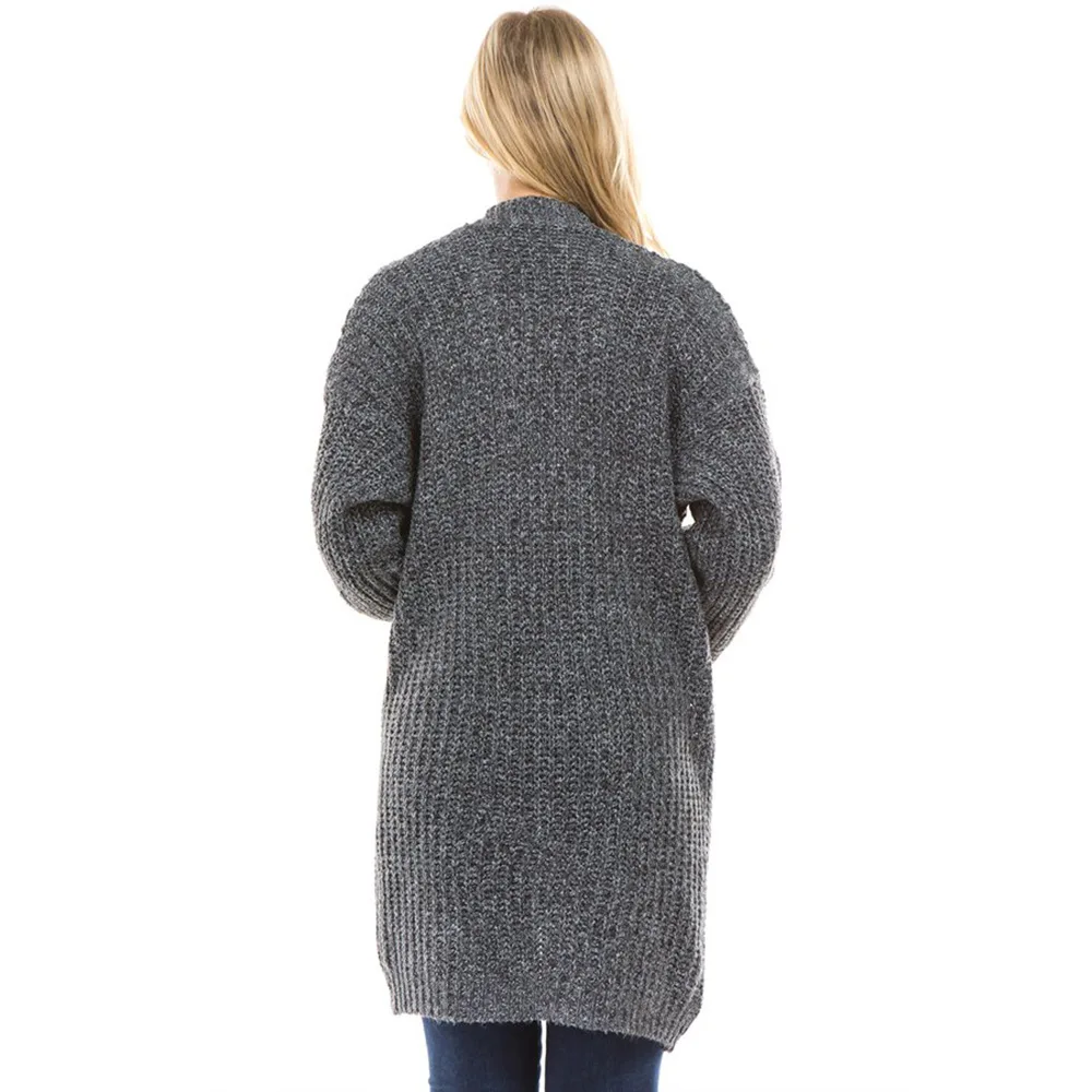 Новинка Осень зима 2019 стильный длинный вязаный кардиган цветной свитер с