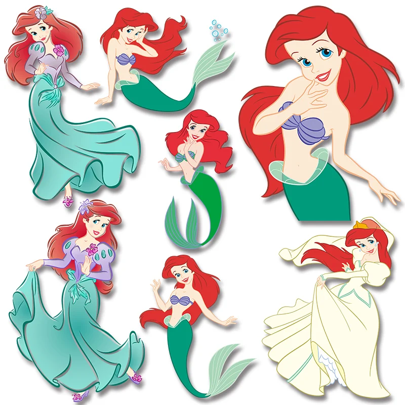 

Нашивки «маленькая русалочка» диснеевских принцесс, нашивки для одежды, «сделай сам», футболка, Термотрансферная ПВХ нашивка, моющиеся пер...