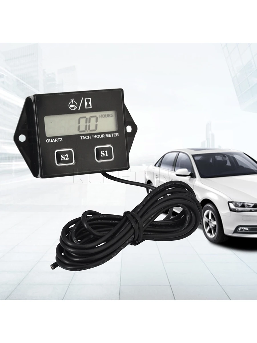 Car Tachometer Meter Guage 12v LCD Display Waterproof Motor Boat Digital Tachometers For Motorbike Engine | Автомобили и
