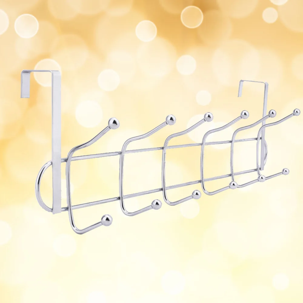 

Stainless Steel 6 Hooks Door Rack Hook Storage Hanger rack Organizer for Kitchen Cabinet Clothes Home