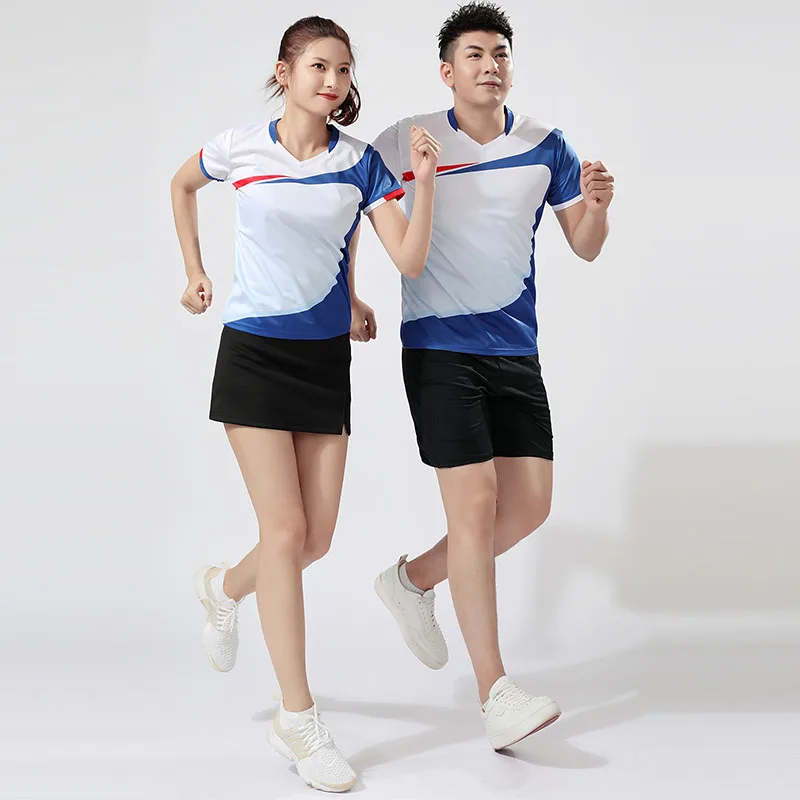 2021 New Male Female Quick Dry Breathable Badminton Shirt Women Men Table Tennis volleyball Team Game Running Training T Shirts | Спорт и