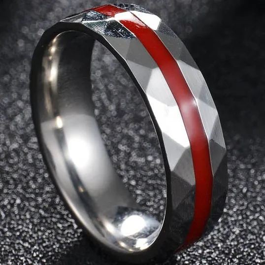 6MM RedLine Silver MeMolissa мужское кольцо пожарного из нержавеющей стали, тонкое кольцо с голубой линией, высокое качество, кольца с красной линией, Прямая поставка - Цвет основного камня: 6MM RedLine Silver