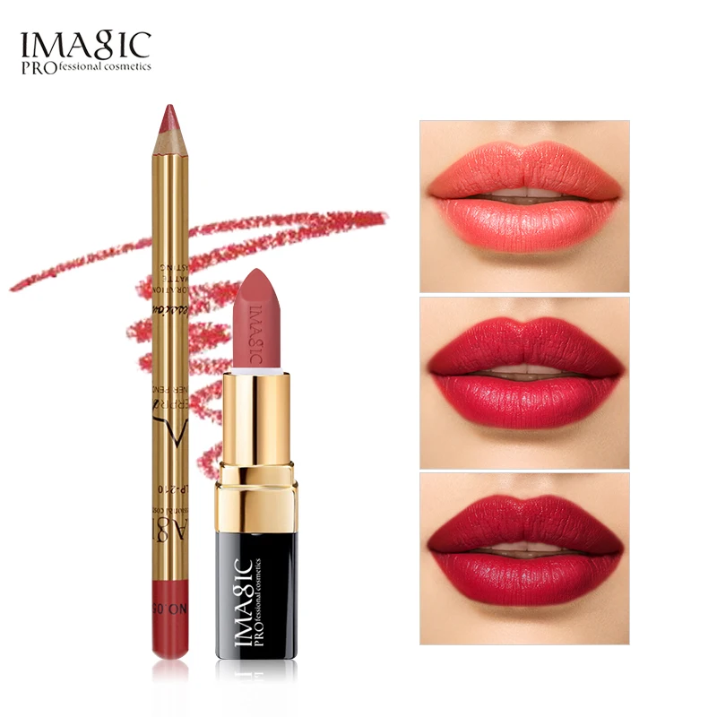 Набор для макияжа IMAGIC Matte губ 2 шт./компл. Lipsick + Lipliner матовая водостойкая помада