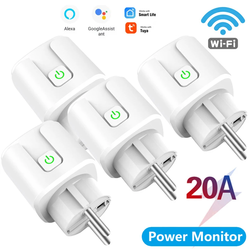 

Смарт-розетка Tuya с Wi-Fi и голосовым управлением, 20 А, 240 В