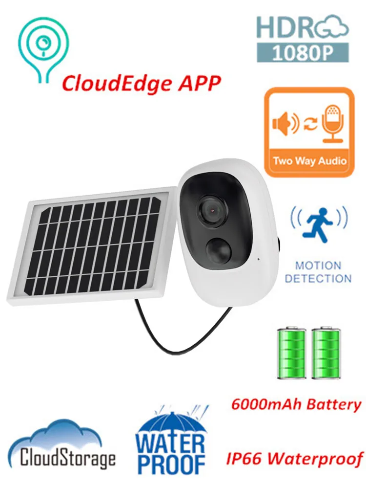 1080P HD Wi Fi солнечная панель с аккумулятором 100% Беспроводная IP камера