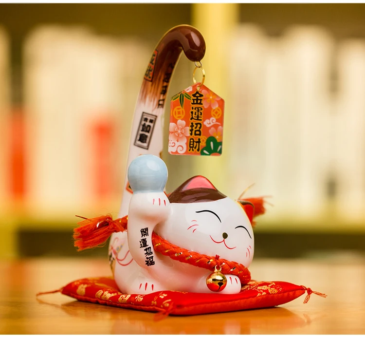 1 шт. японский стиль Maneki Neko керамические счастливые украшения "кошки" мультфильм Margay кошка с длинным хвостом статуя домашняя декоративная фигурка