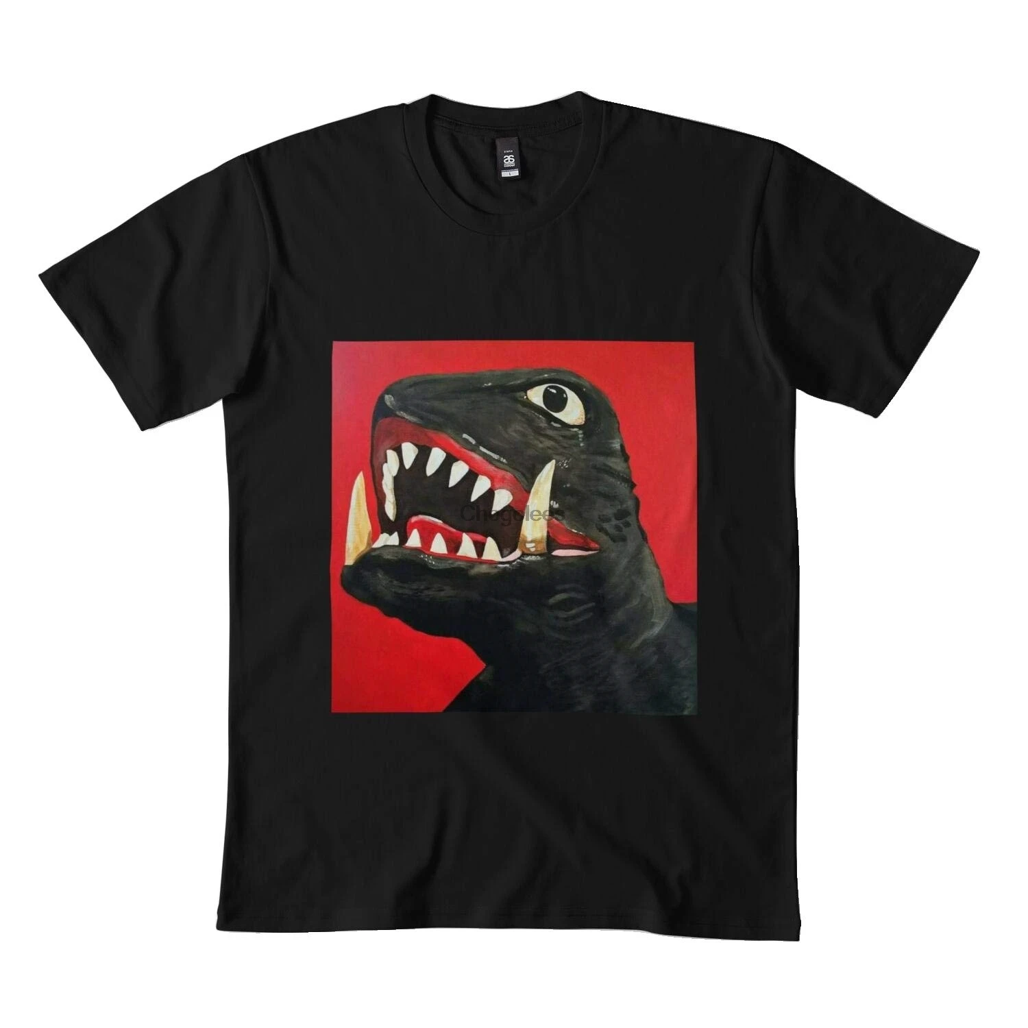 Классическая черная футболка с большими летающими черепашками |