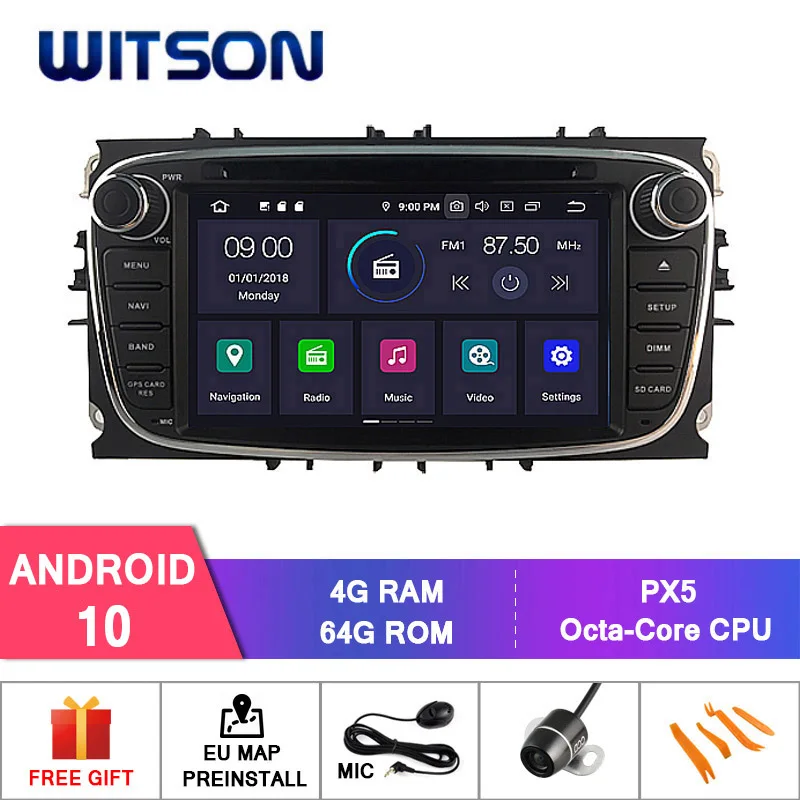Автомобильный DVD плеер WITSON Android 10 0 4 Гб ОЗУ + 64 ГБ флэш памяти 8 ядер для FORD MONDEO FOCUS