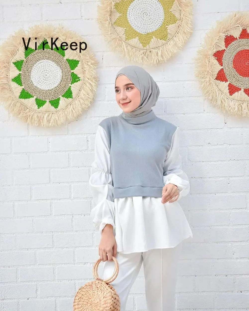 

2021 solid preppy knitted pullover women splicing sweater vest spring autumn fashion muslim kaftan ladies daily top VKTS1161