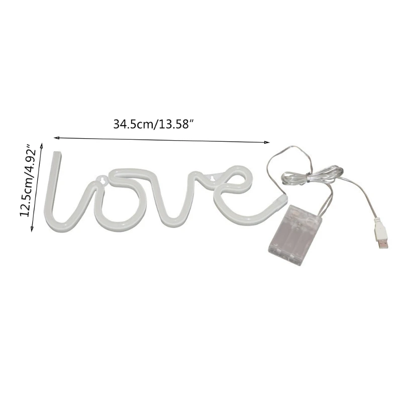 

Love Neon Sign Night Light USB Battery Operated LED Neon Decorative Lights for Christmas Wedding Party Girls Kids Room M6CE