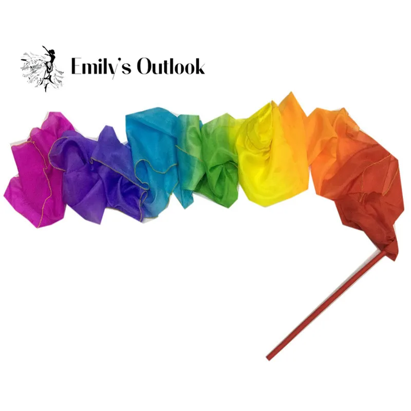 Стример для танца живота из натурального шелка со стержнем с водяными и