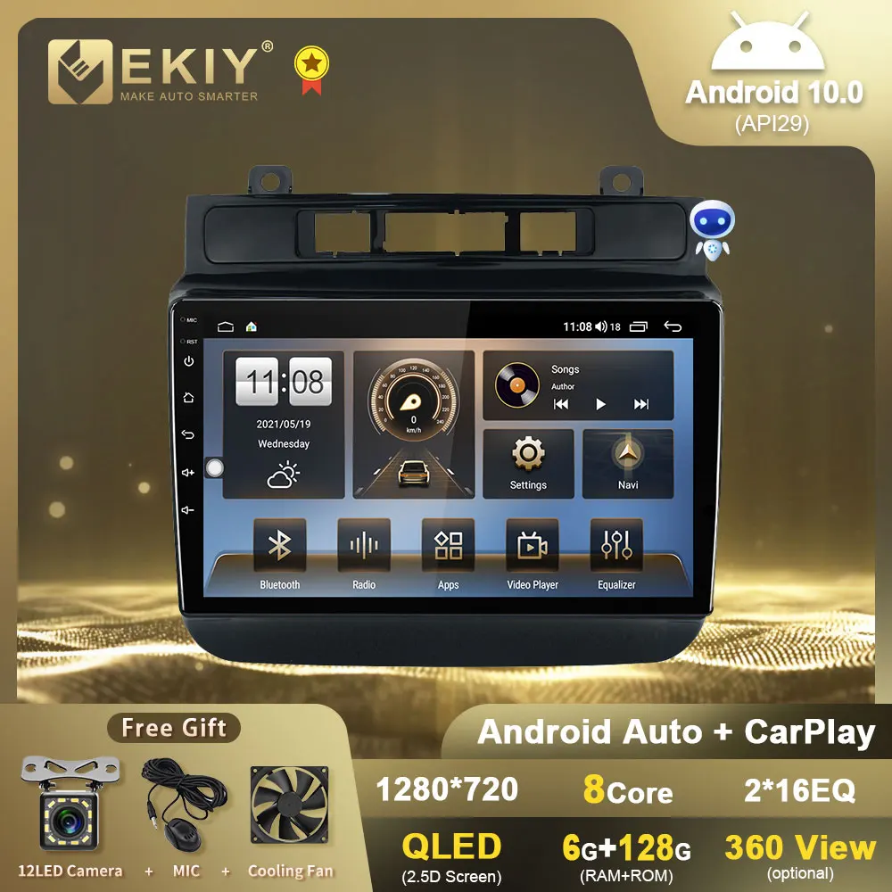 

EKIY 1280*720 QLED Android 10,0 Авторадио 6G + 128G для Volkswagen Touareg FL NF 2010-2018 Автомобильный мультимедийный плеер GPS-навигация BT