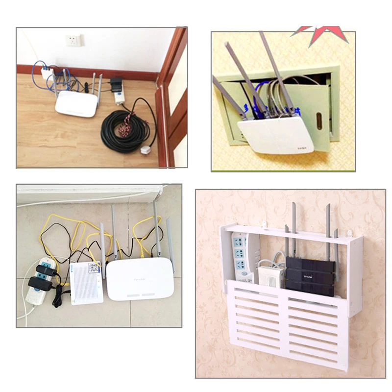 

Cable Router Shelf Wall Attachment Accessory Tool Holder Storage Box Living room Bedroom Hanging Bracket Organizer