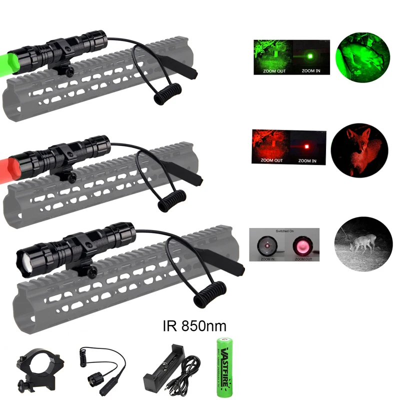 Масштабируемый светильник для охотничьего оружия зеленый/красный/ИК 850 нм