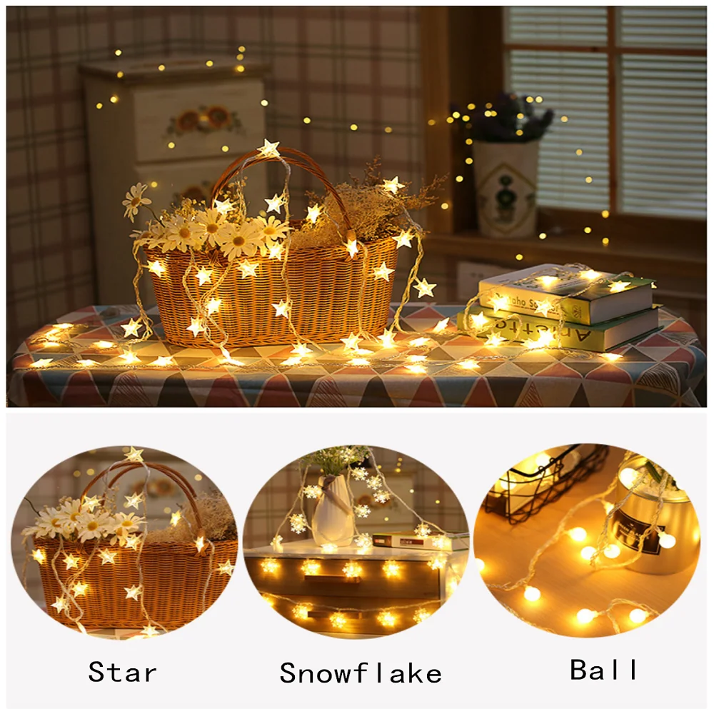 10/20 светодиодов звезда снежинка шар гирлянда Огни Праздник Рождество Вечеринка