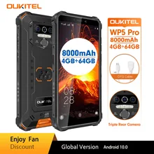 Oukitel wp5 pro smartphone áspero ip68 4gb 64gb 8000mah 5.5 "hd + octa núcleo android10 telefone celular 13mp triplo câmera telefone celular (1)