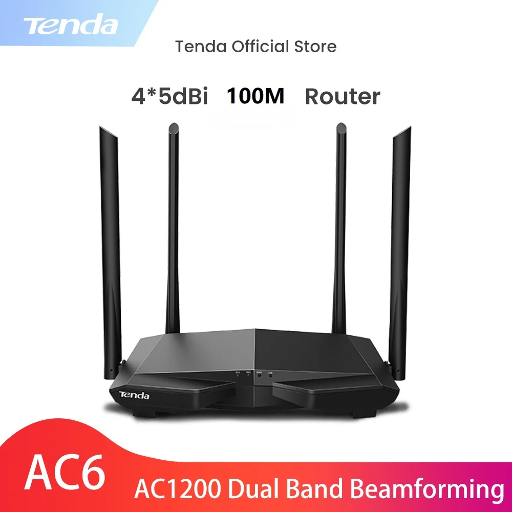 

Tenda AC6 AC1200 Dual-Band 2.4G/5.0GHz Smart Dual Band Wireless WiFi Router Wi-Fi Repeater, APP Remote Manage, English Interface