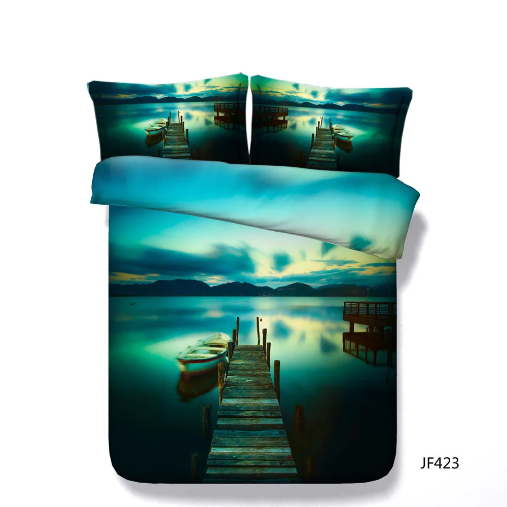 Набор постельного белья с 3D принтом лодки и волшебной док станции темно зеленое