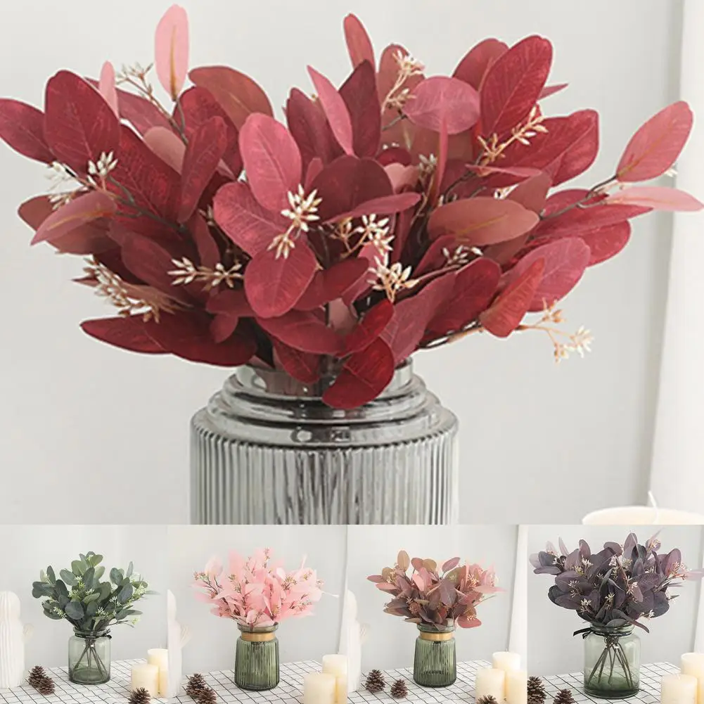 

Hard to Fade Convenient Faux Silk Flower Vivid Artificial Leaves Faux Silk Flower Fake Plant Vivid for Decoration