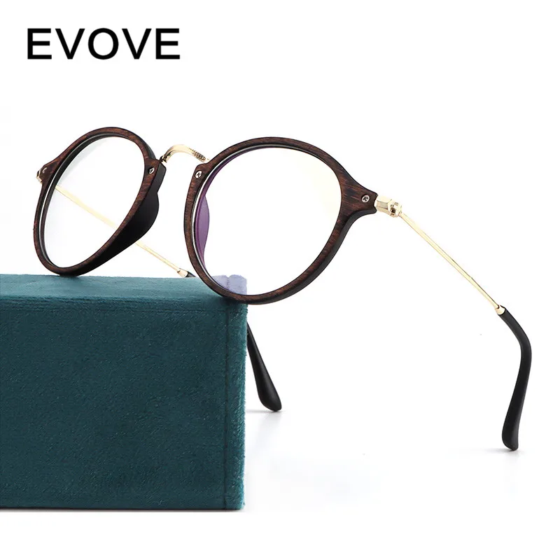 Evove поддельные деревянная оправа для очков Для мужчин женщин круглые очки
