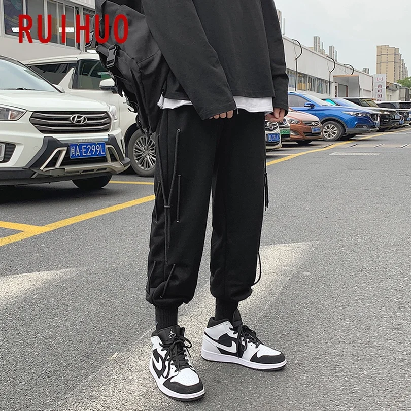 

RUIHUO White Casual Men's Pants Harajuku Men Clothing Japanese Streetwear Men Pants Fashion Ankle-Length Trousers M-3XL 2021 New