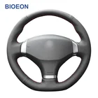 Оплетка из искусственной кожи черного цвета для руля Peugeot Чехлы рулевого колеса автомобиля, 408, 2013