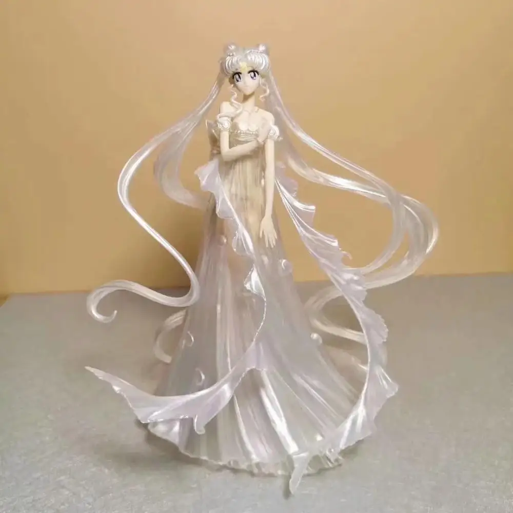 

New 25cm Anime Sailor Moon Action Figure Figurine Sexy Girls Tsukino Usagi Transparent Wedding Dress Model Collection Toys T30
