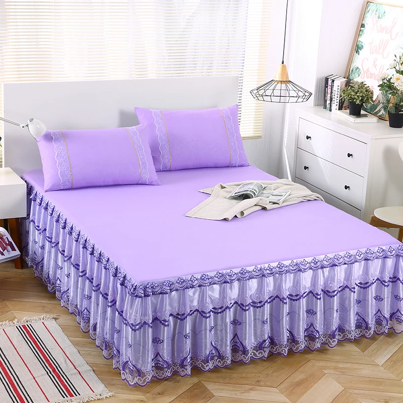 Фиолетовая кружевная серия натяжных простыней покрывало для спальни скатерть