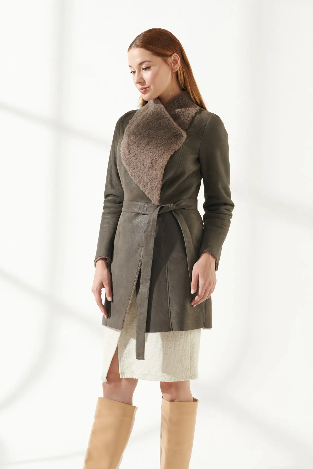 Fur Women 'S Genuine Leather Coat Winter Sheepskin Parka Warm Coat New Season Design Clothing Products Classic Gray Color Türkiyeden enlarge