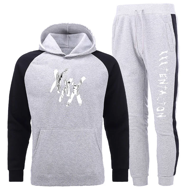 

Sportswear Autumn And Winter New Fleece Men's Suit 2-Piece Hoodie + Trousers Jogging Fltness Track Suit Sweater Suit