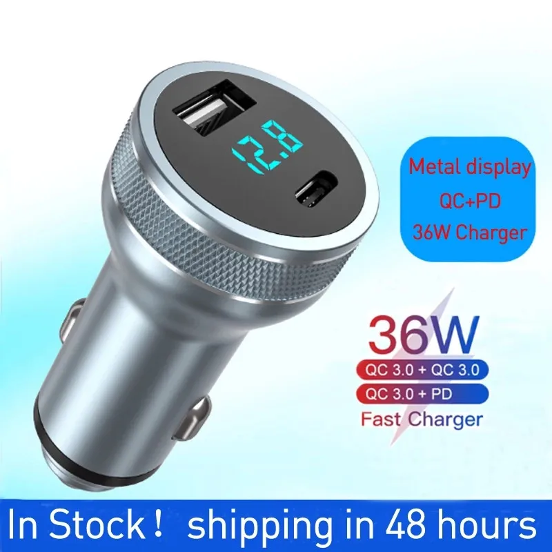 

36W 5V Car Chargers 2 Ports Fast Charging For Samsung Huawei iphone 12Pro 8 Plus Universal Aluminum Dual USB Car-charger Adapter