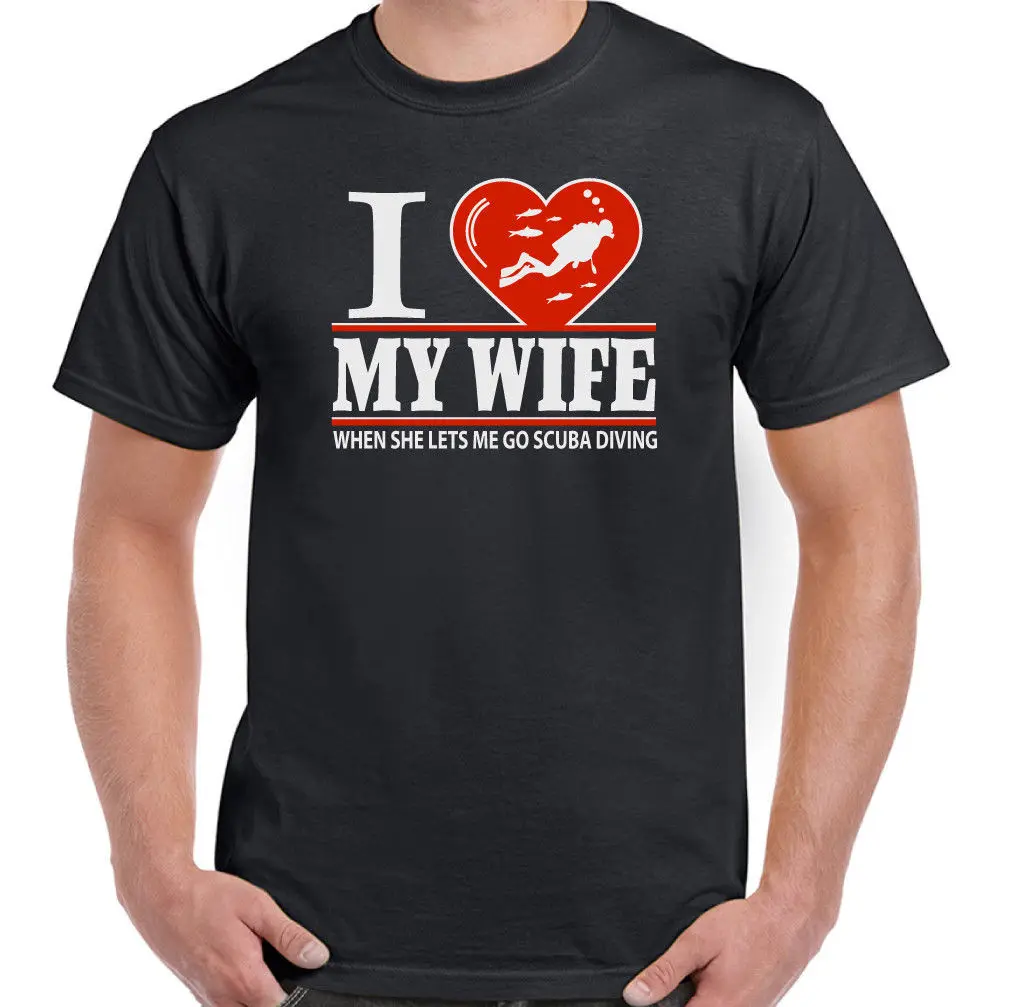 

I Love My Wife Scuba Diving Mens Funny T-Shirt Dive Sea Diver Equipment Gear