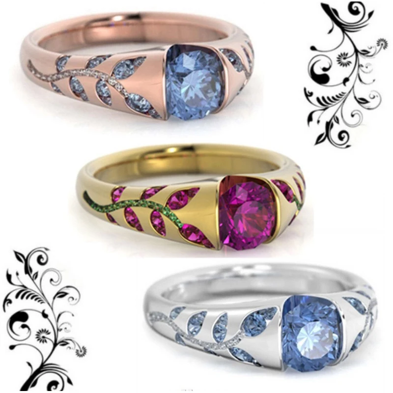 

Vintage Dainty Finger Rings Geometric Unusual Leaf Design With Dazzling Zircon Elegant Jewelry For Women Men Wedding Engagement