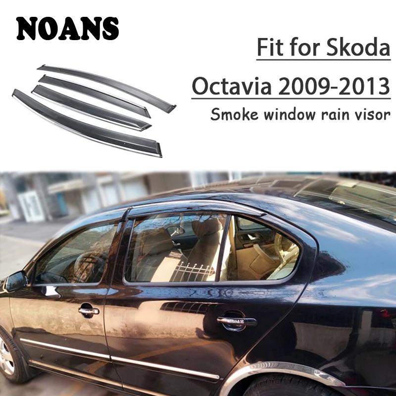 

NOANS 4pcs For Skoda Octavia 2018 2017 2016 2015 2014 2013-2009 Accessories Auto Car Windows Sun Rain Visor Door Shield Trim