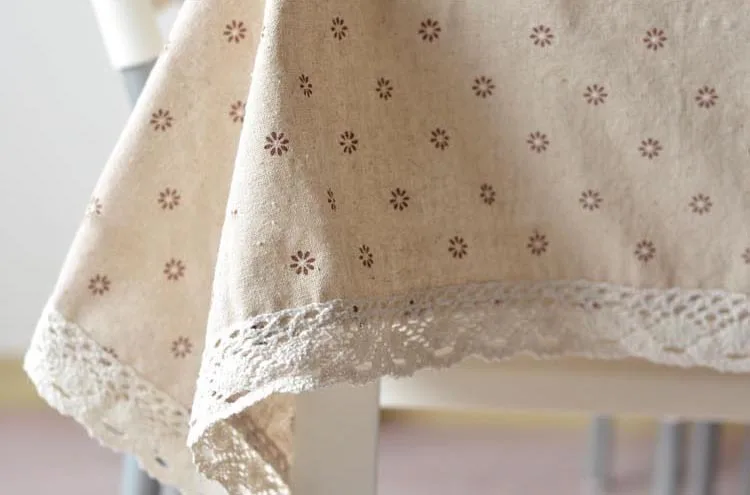 

Linen Cotton Table Cloth High Quality Pure Home Decoration Cute Flower Dinner Table Cove Manteles Mesa Redonda
