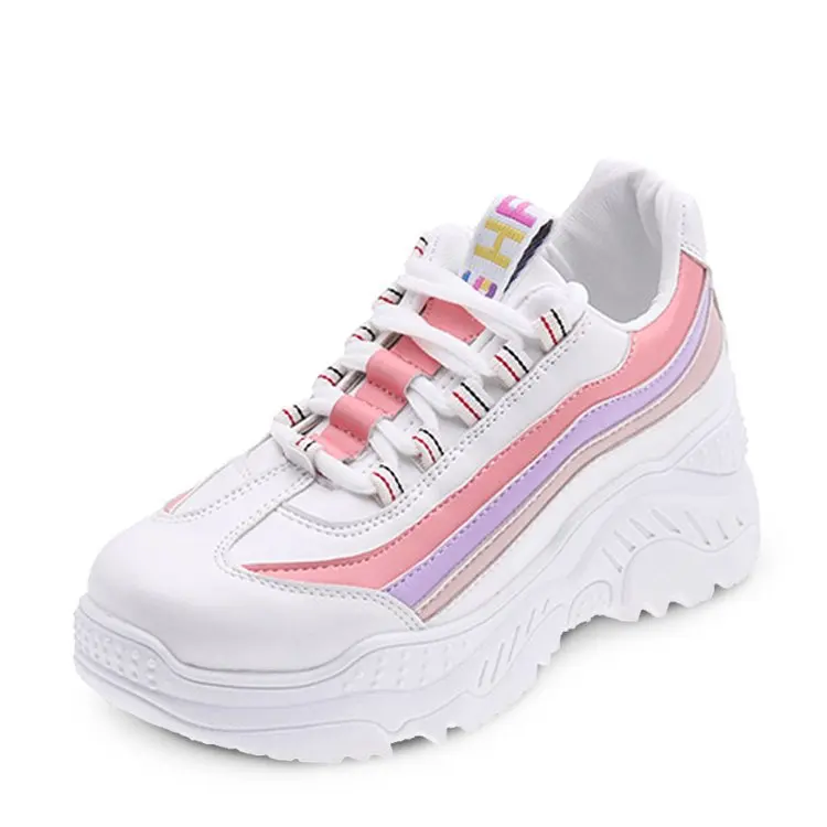

Chunky Women 2020 Casual Sneakers Woman Fashion Platform Wild Outside Increase Sports Running Shoes Ladies Lace Up Basket Femme