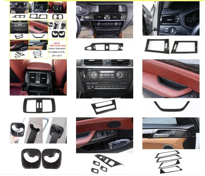

16 шт., декоративная крышка из углеродного волокна для BMW X3 F25 2011-2017