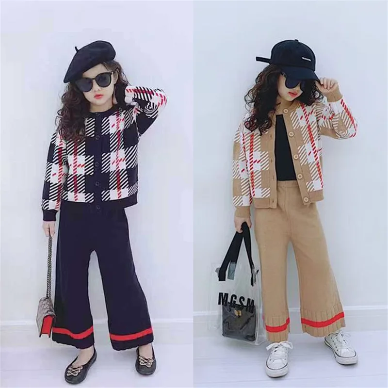 Костюм для девочек Стильная трикотажная куртка с маленьким ароматом большие