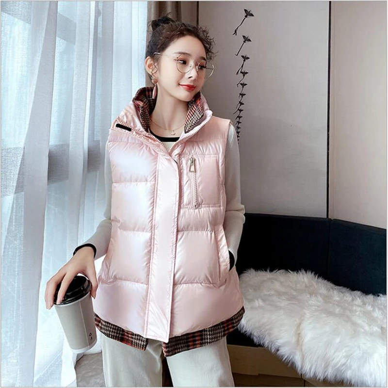 Осенне-зимний Новый стеганый хлопковый жилет со стоячим воротником женский