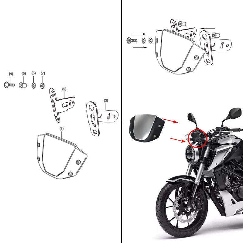 For CB150R CB300R CB250R CB125R 2019-2021 windshield Motorcycle WindScreen  front screen wind deflector Carbon fiber Accessories enlarge