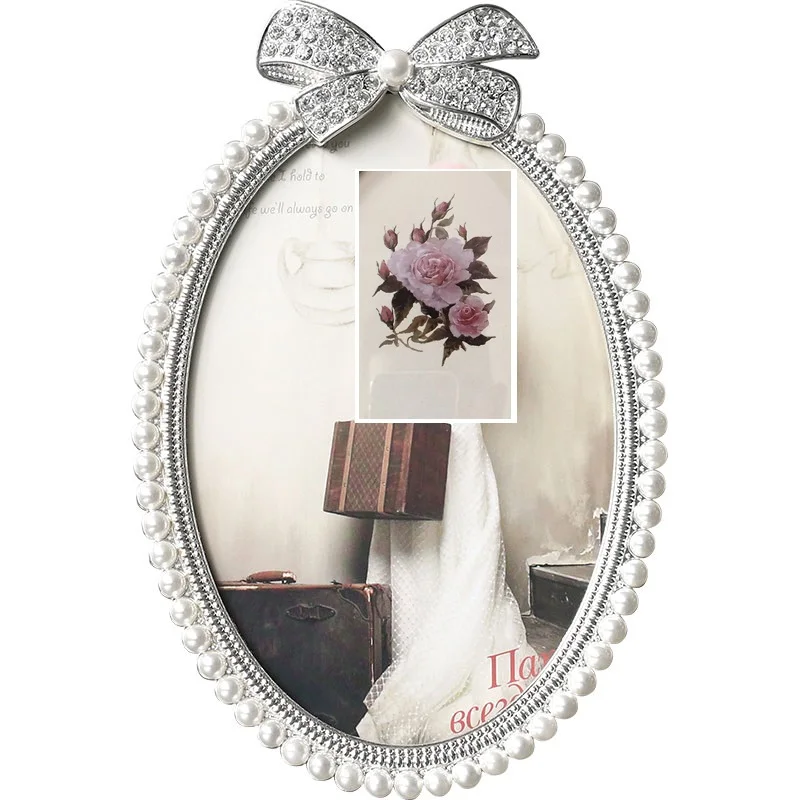 European Style Retro Metal Pearl Photo Frame Office Desktop Creative Wedding Children Picture | Дом и сад
