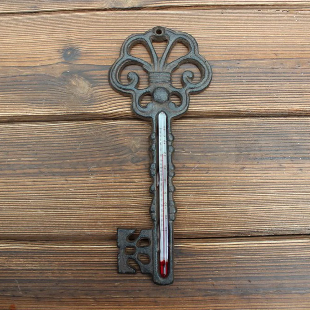 Term&oacute;metro para colgar en la pared, accesorio pastoral europeo y americano de hierro fundido, arte retro creativo, patio simple, sala de estar, hogar, beb&eacute;-3
