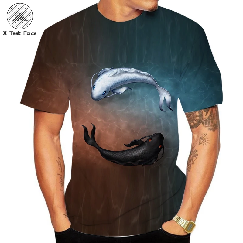 

Harajuku Fish 3D Print T Shirt Men O-Neck Hip-Hop Shirt Funny Tropical Fisherman T-shirt Summer Fisherman Costume Oversize 2021