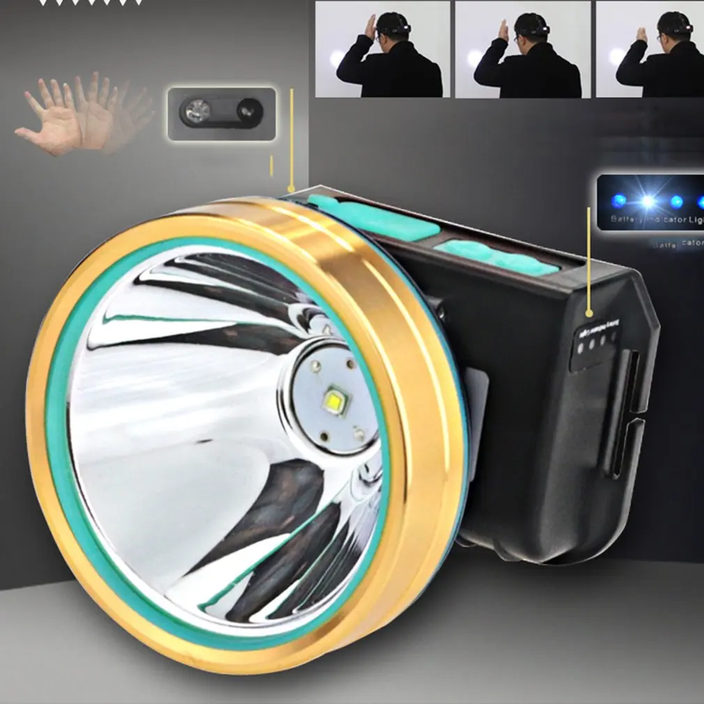 Led Headlight Rechargeable Head-mounted Super Bright Flashlight Outdoor Yellow Light Induction Night Fishing Miner's Lamp | Спорт и