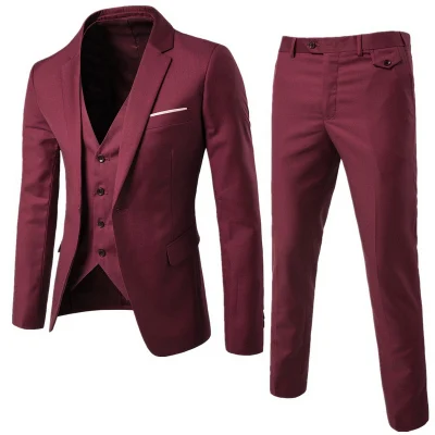 

New Arrival Men Business Suit Slim Fit Classic Male Suits Good Quality Wedding Suits For Men 3 Pieces (Jacket+Pant+Vest)
