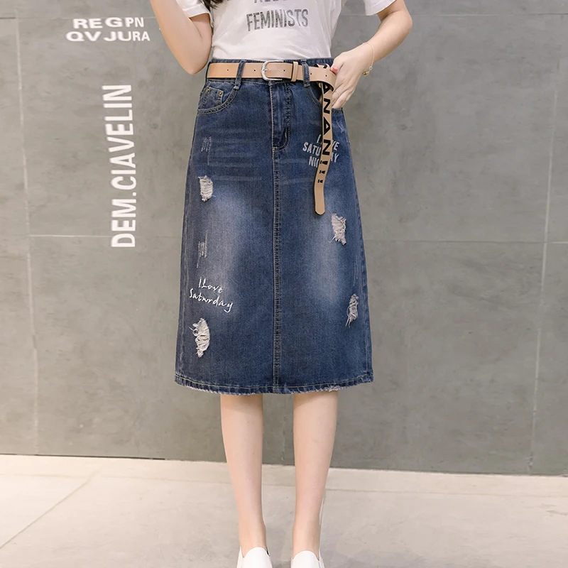 Женская джинсовая юбка Корейская винтажная Сексуальная размера плюс базовая