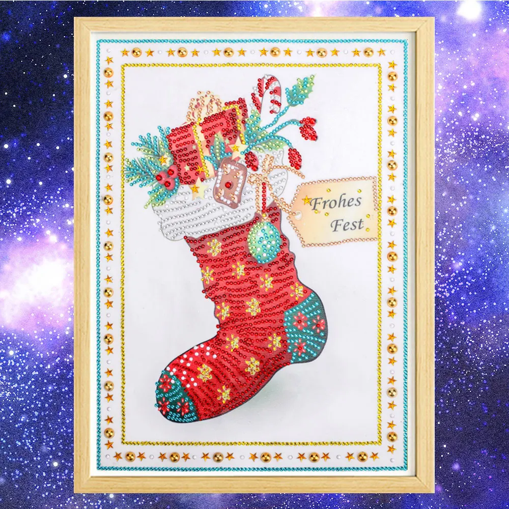 5D бриллиантовый рисунок Рождество дерево носки особой формы Алмазная вышивка