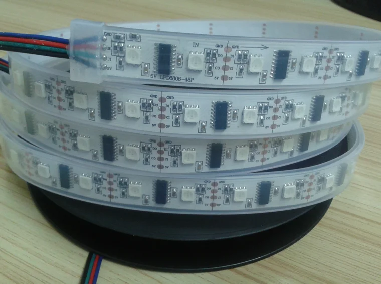 Светодиодная Пиксельная лента LPD8806 5050 RGB DC5V 32/48 Светодиодный 52/60Led s/m 1/2/3/4/5m (1 чип IC 2)