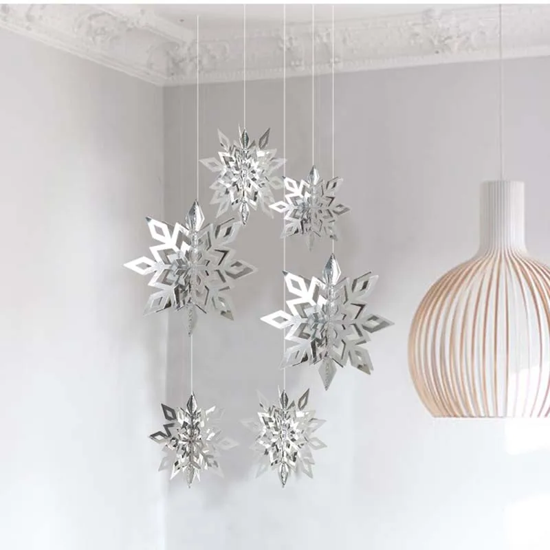 3D Висячие поддельные снежинки форма бумаги 6 шт. набор для Рождество Новый год